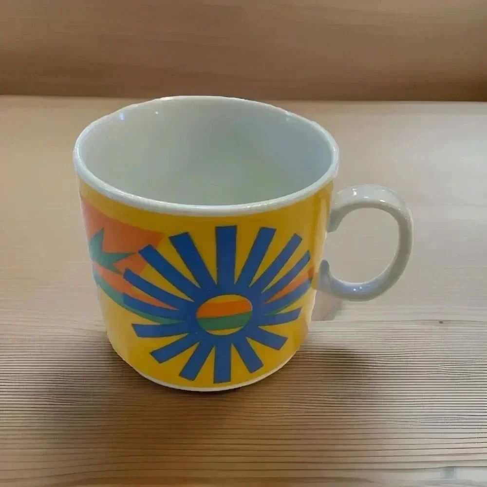 Vintage Cartwheel Coffee Cup of Sunshine Colorful Ceramic Mug Coffee/Tea